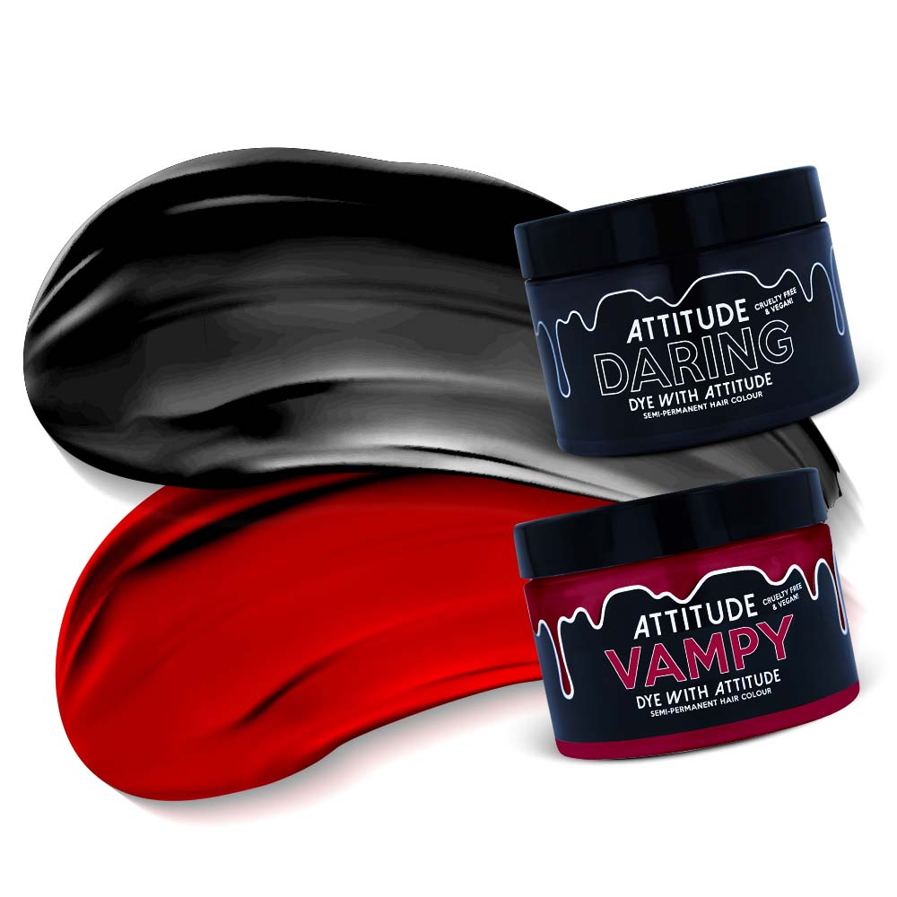 Attitude Hair Dye - BLOODMOON Halloween Duo Semipermanente Haarfärbekombination - Rot/Schwarz